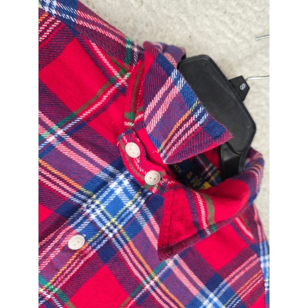 Polo Ralph Lauren Flannel Shirt Shacket Mens XL Classic Fit Red Blue Plaid LS